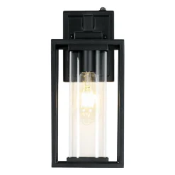 IP23 Black Rectangular Outdoor Lantern Wall Sconce