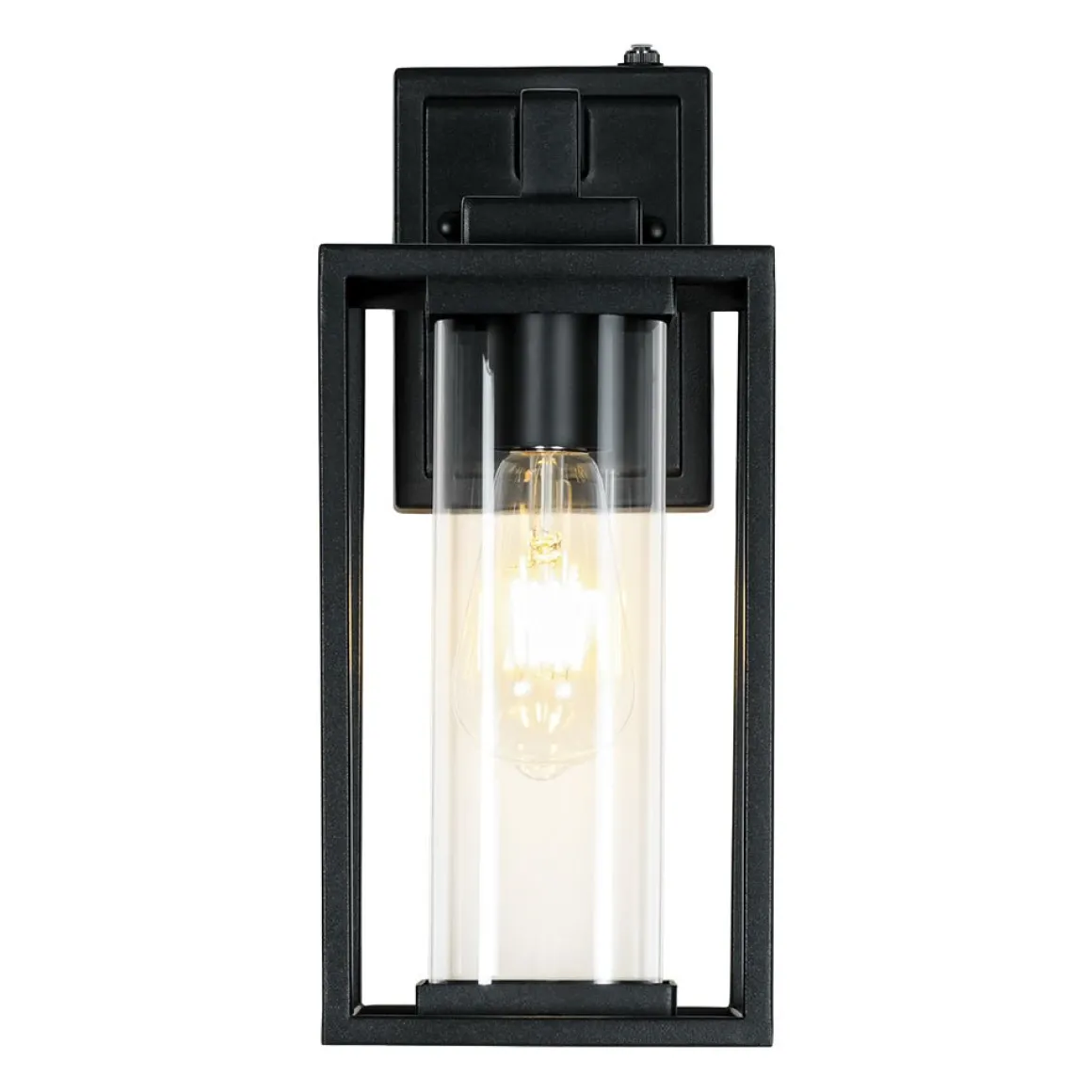 IP23 Black Rectangular Outdoor Lantern Wall Sconce