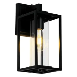 IP23 Black Rectangular Outdoor Lantern Wall Sconce