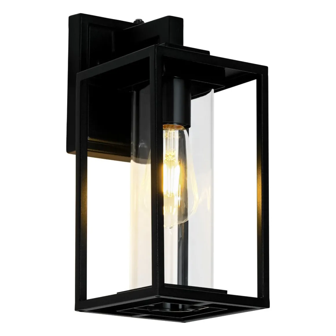 IP23 Black Rectangular Outdoor Lantern Wall Sconce