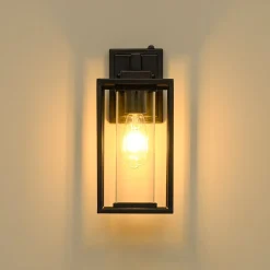 IP23 Black Rectangular Outdoor Lantern Wall Sconce