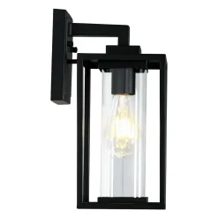 IP23 Black Rectangular Outdoor Lantern Wall Sconce