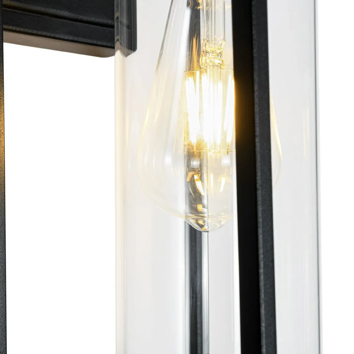 IP23 Black Rectangular Outdoor Lantern Wall Sconce