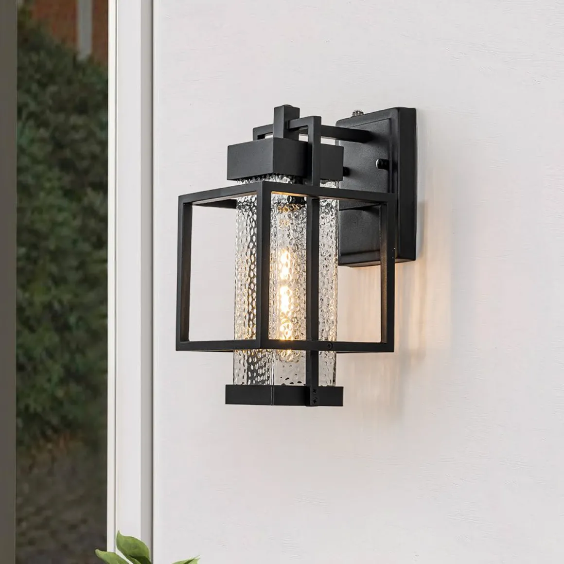 IP23 Black Waterproof 1-Light Square Cage Outdoor Wall Sconce