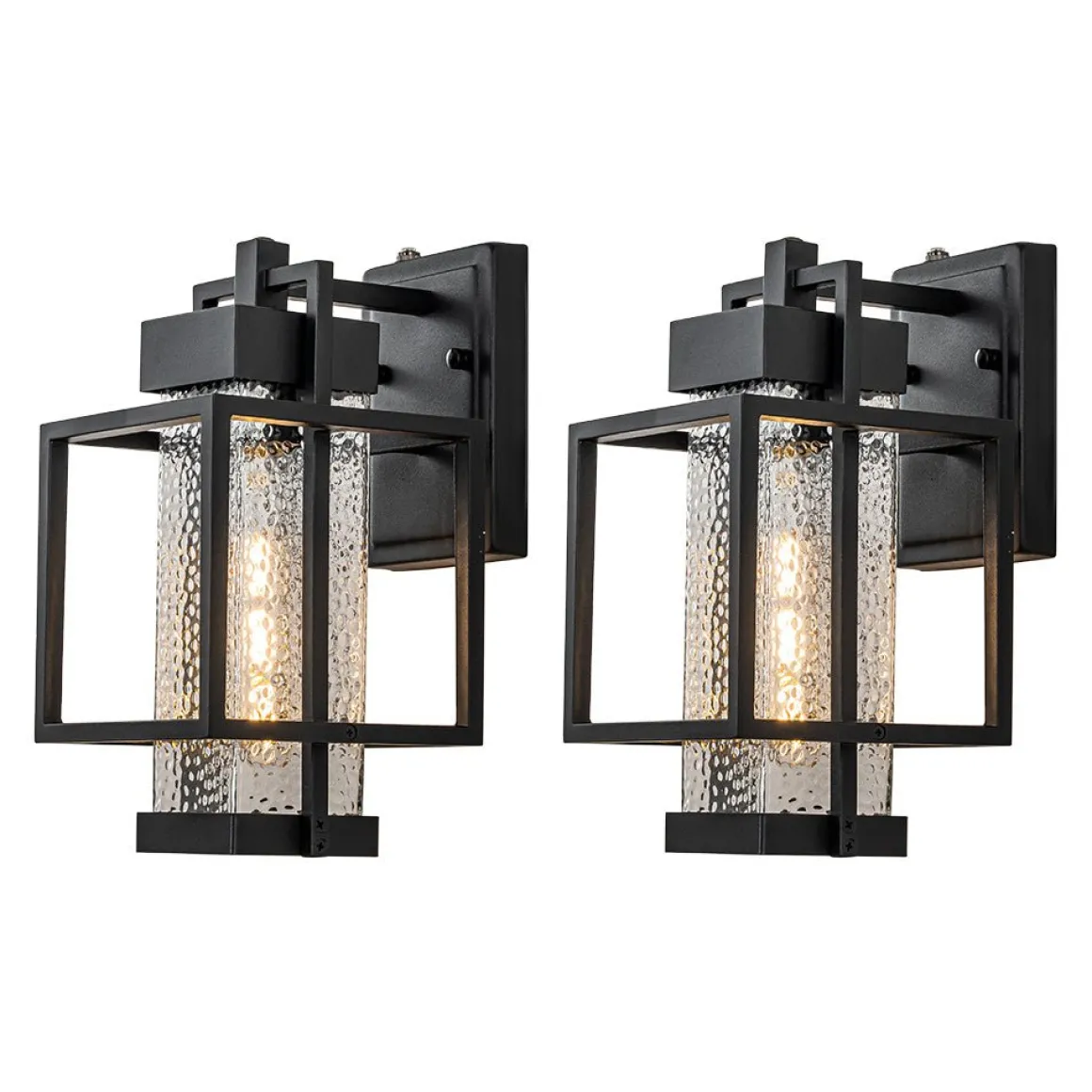 IP23 Black Waterproof 1-Light Square Cage Outdoor Wall Sconce