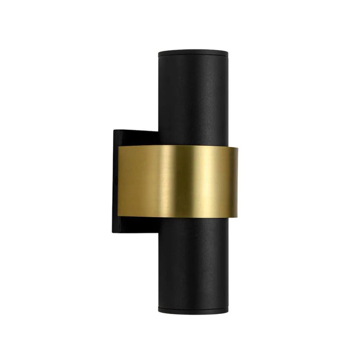 IP54 2-Light Black Brass Tube LED Outdoor Wall Lamp