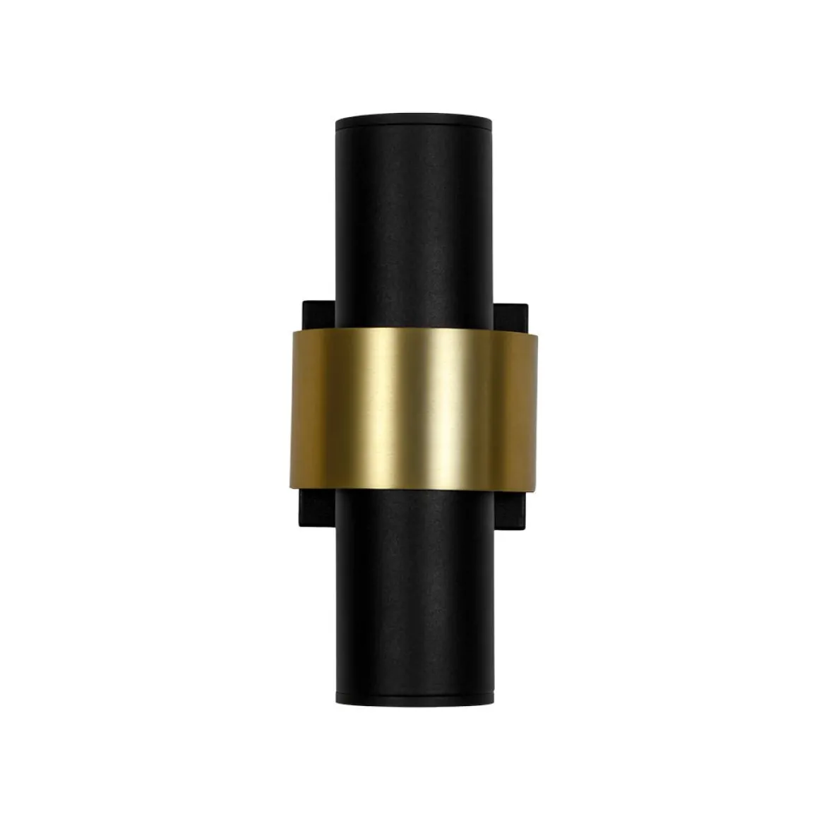 IP54 2-Light Black Brass Tube LED Outdoor Wall Lamp