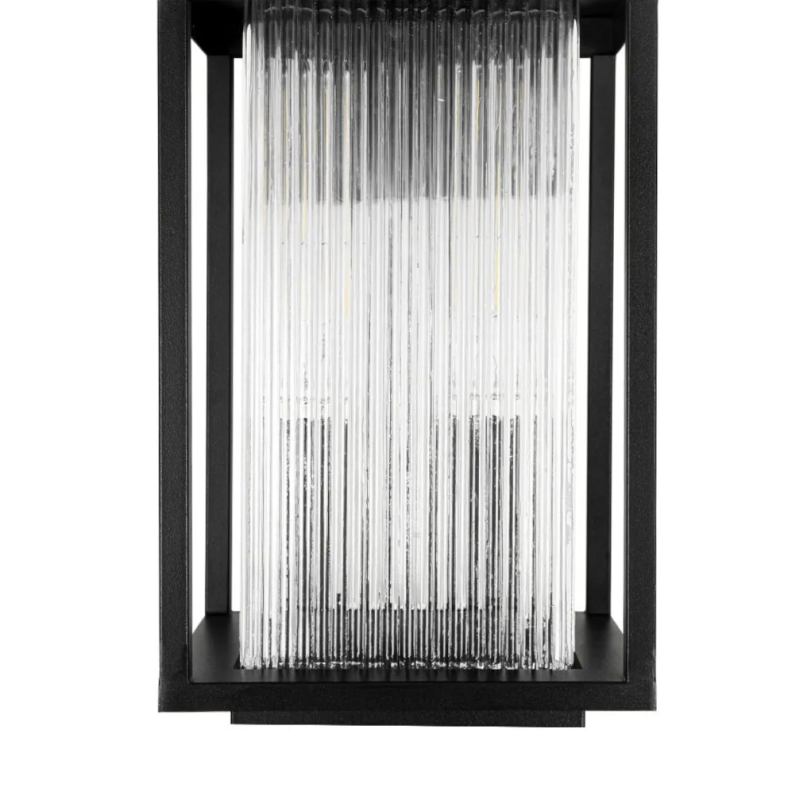 IP23 1-Light Black Ribbed Glass Outdoor Wall Lantern