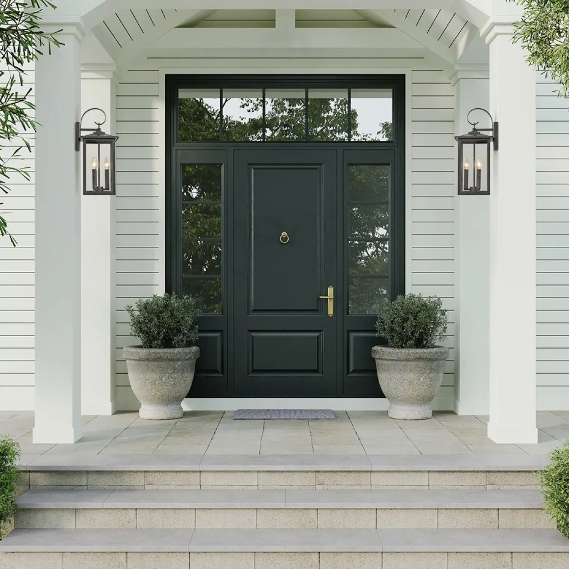 IP23 Matte Black Farmhouse 3-Light Lantern Outdoor Wall Light