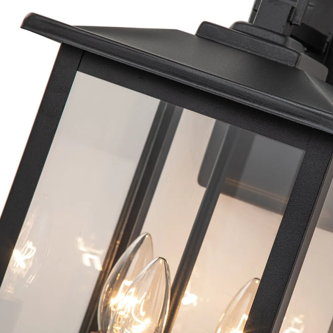 IP23 Matte Black Farmhouse 3-Light Lantern Outdoor Wall Light