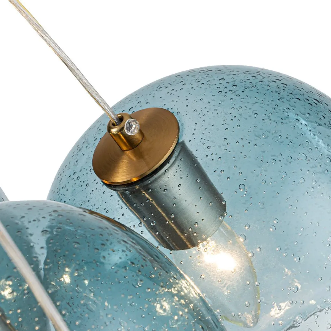 Lake House Cluster Blue Glass Globe Bubble Chandelier
