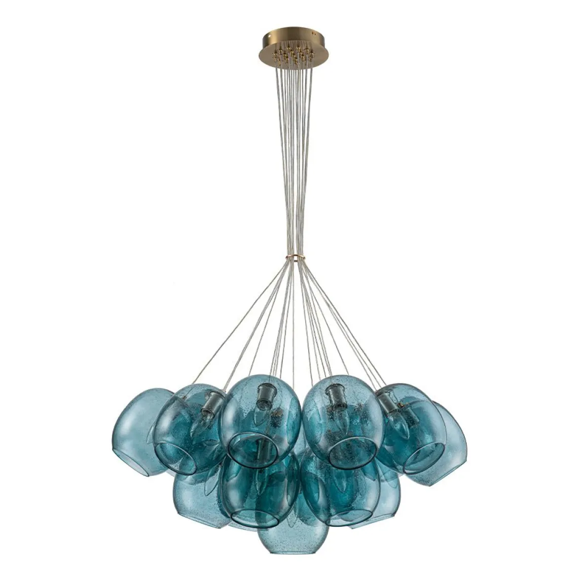 Lake House Cluster Blue Glass Globe Bubble Chandelier