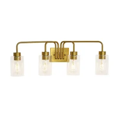 4-Light Adjustable Glass Cylinder Vanity Wall Lamp