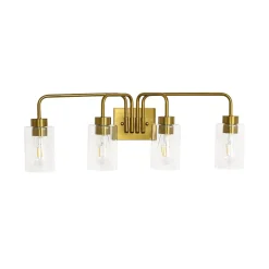 4-Light Adjustable Glass Cylinder Vanity Wall Lamp