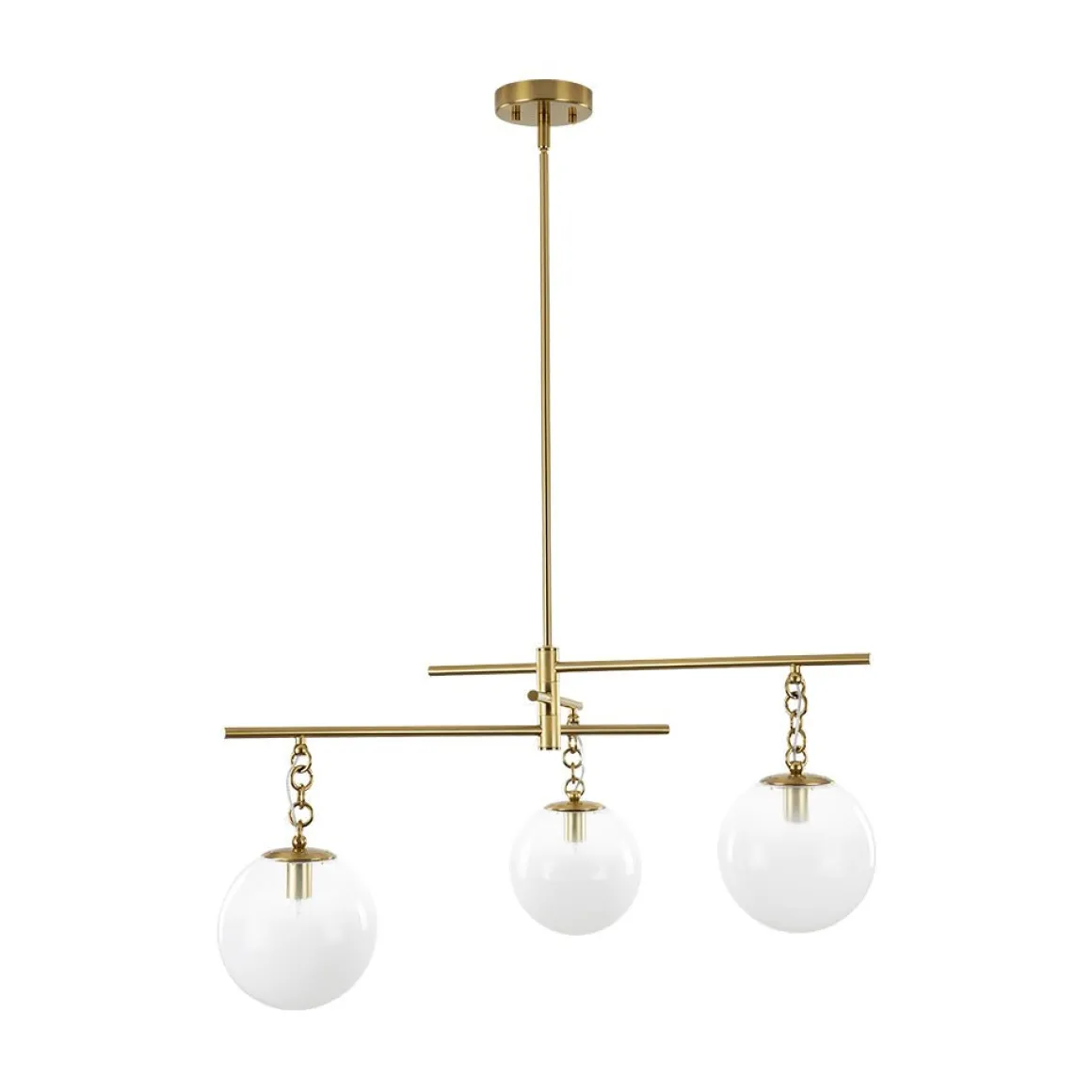 3-light Adjustable Gradual White Glass Globe Sputnik Chandelier