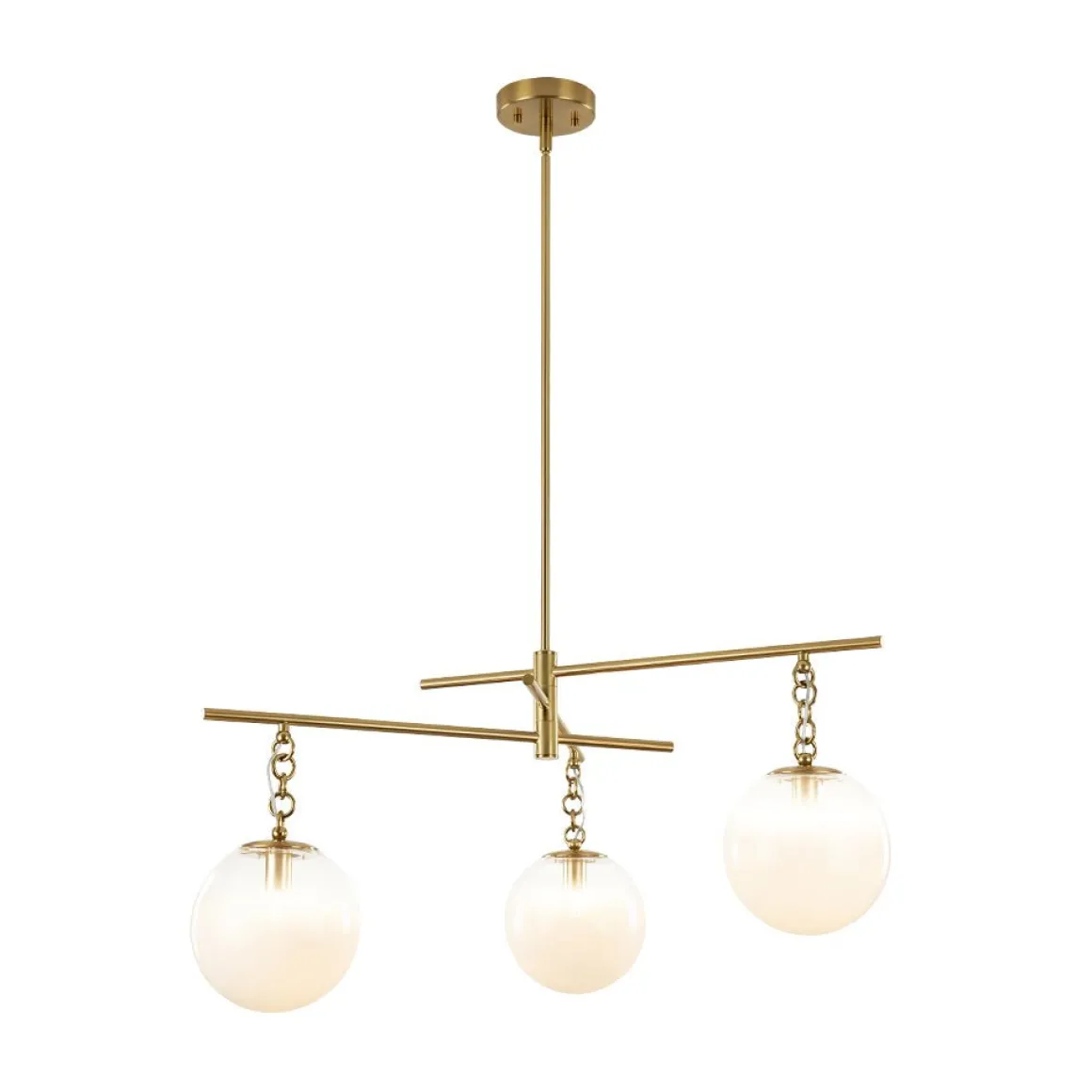 3-light Adjustable Gradual White Glass Globe Sputnik Chandelier