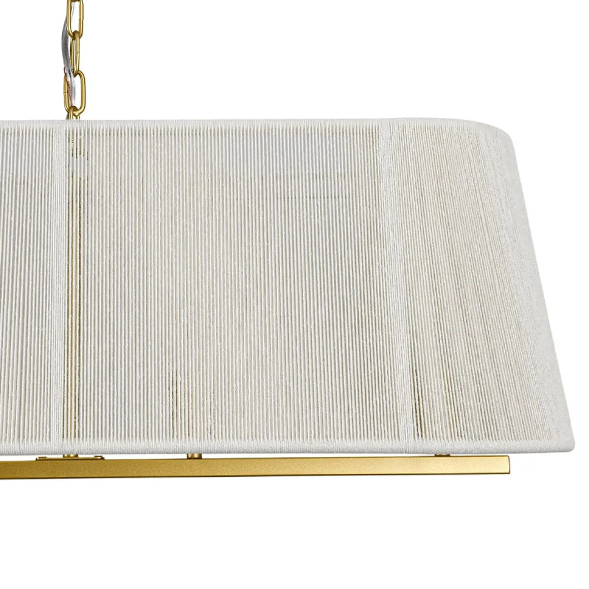 5-Light Beige Woven Thread Linear Cage Island Chandelier