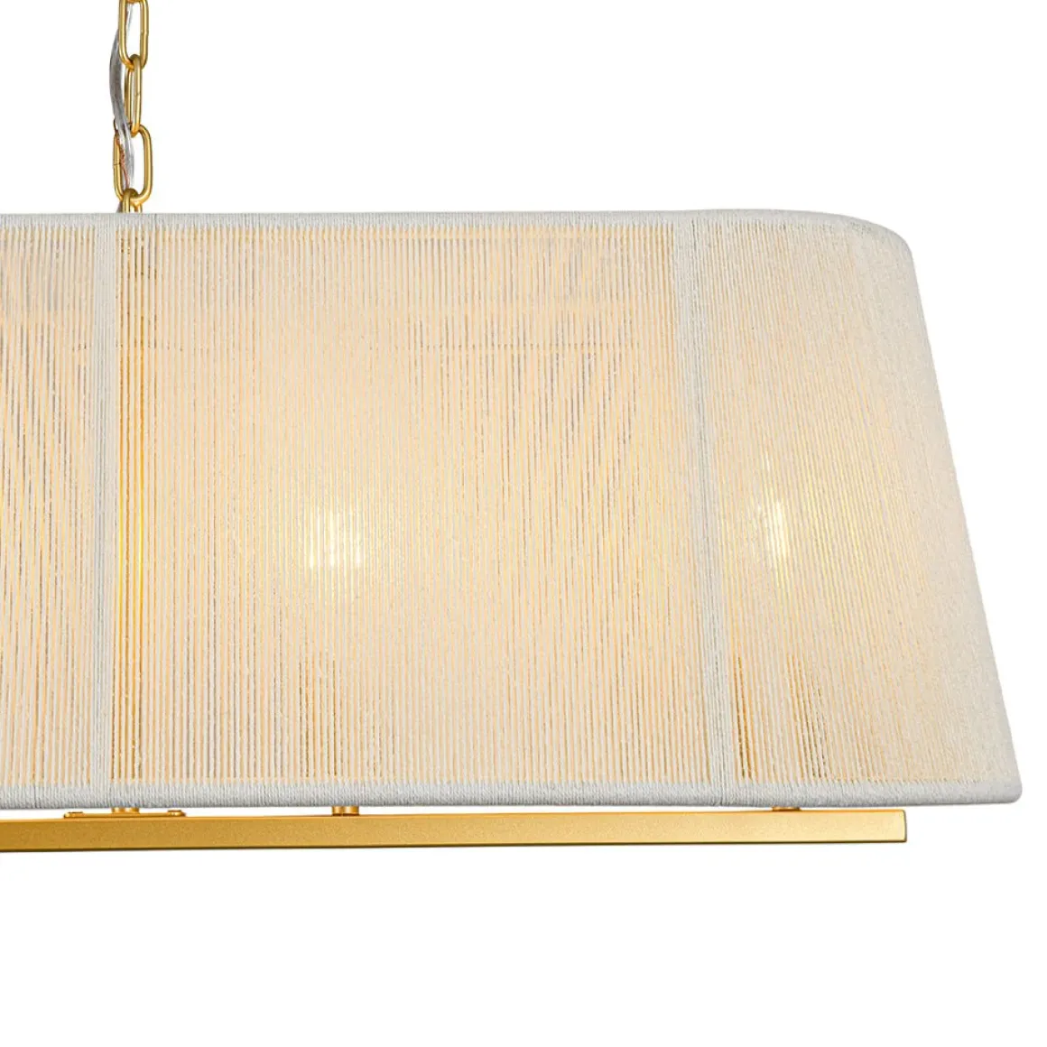 5-Light Beige Woven Thread Linear Cage Island Chandelier