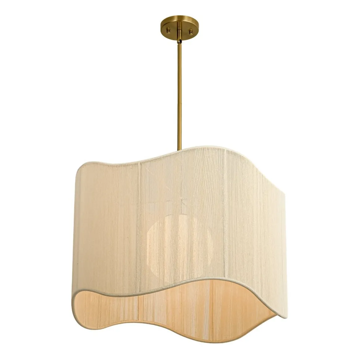 1-Light Beige Woven Thread Wavy Drum Cage Chandelier