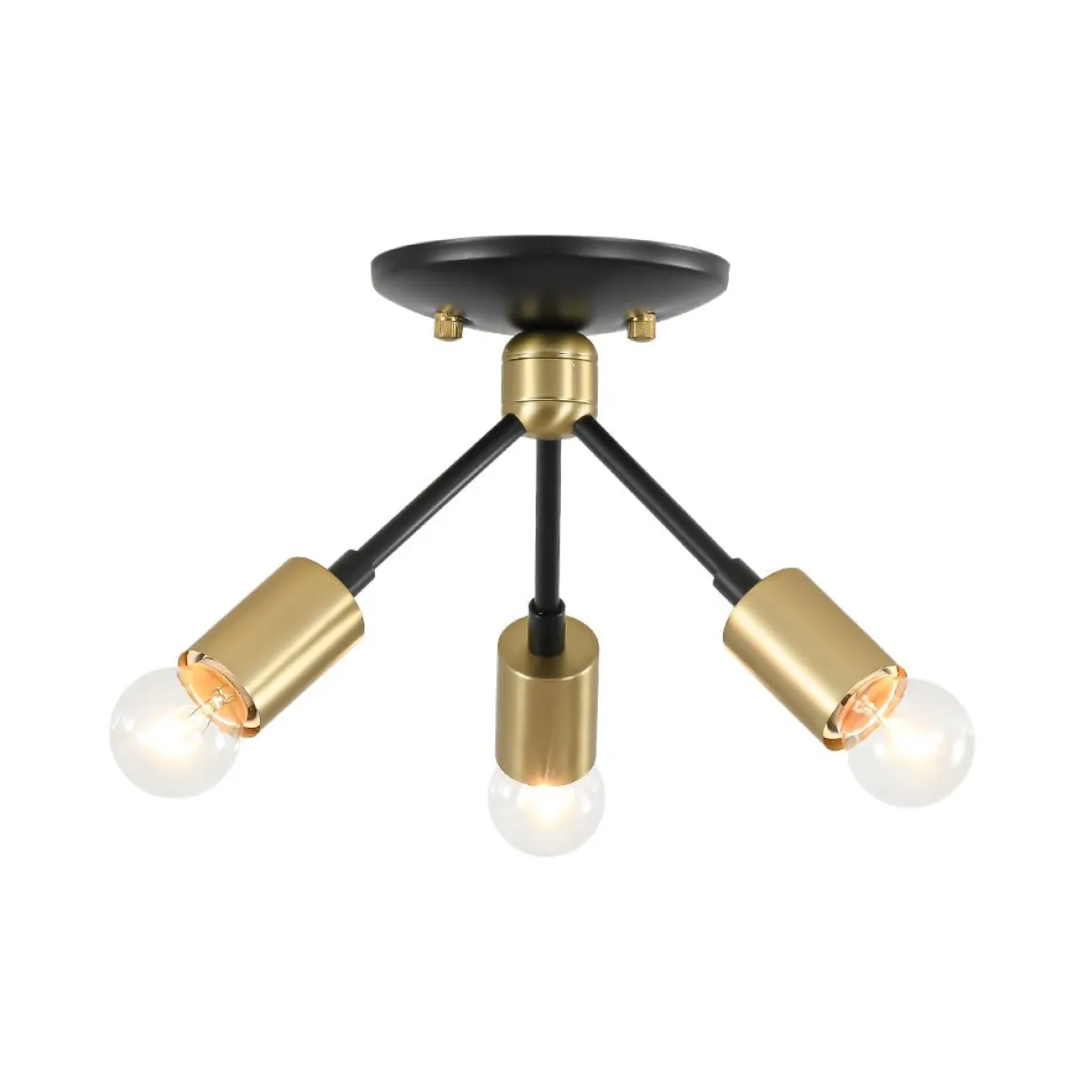 3-Light Black Brass Sputnik Semi Flush Mount