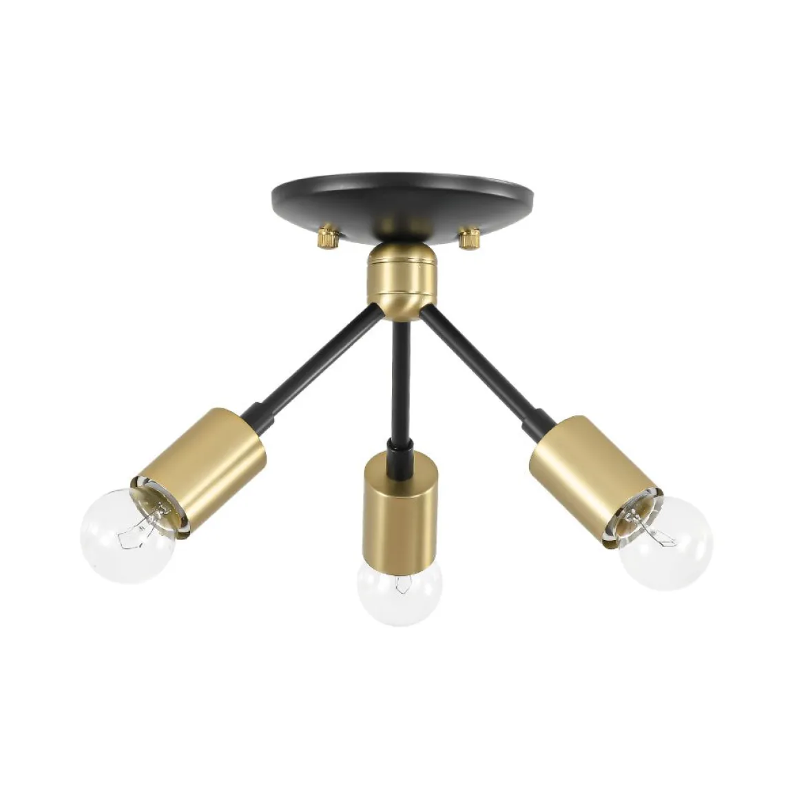 3-Light Black Brass Sputnik Semi Flush Mount