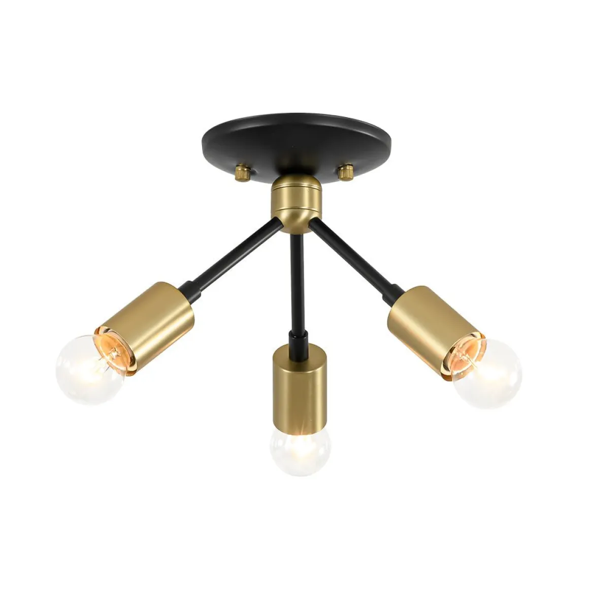 3-Light Black Brass Sputnik Semi Flush Mount
