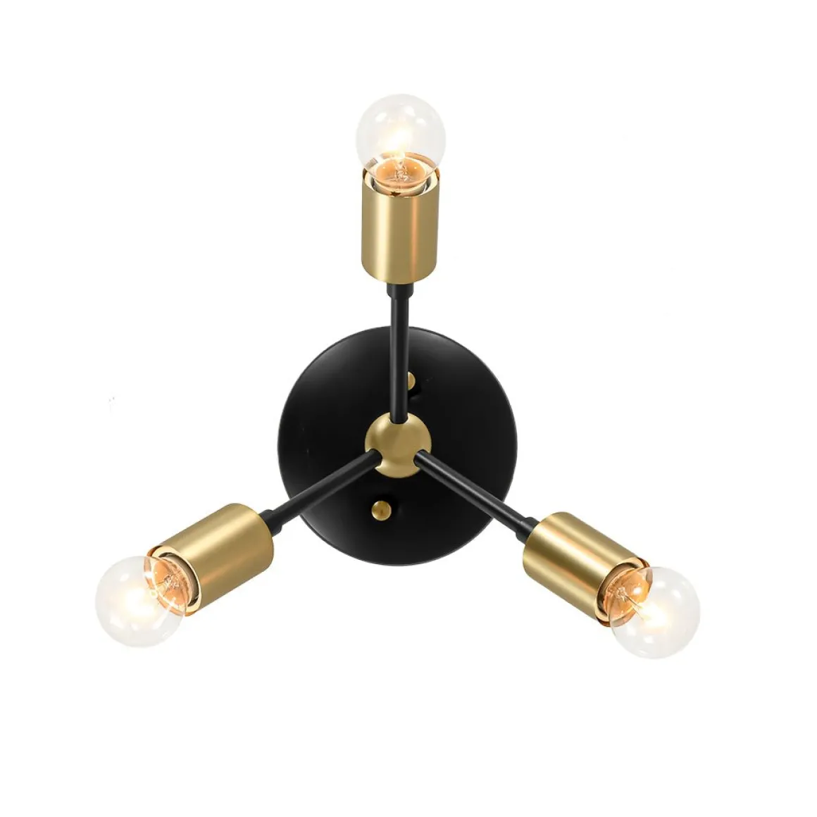 3-Light Black Brass Sputnik Semi Flush Mount