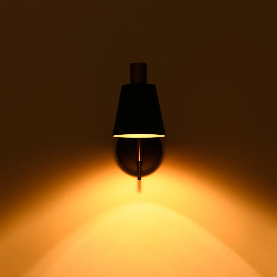 1-Light Black Gold 90-Degree Adjustable Cone Wall Lamp