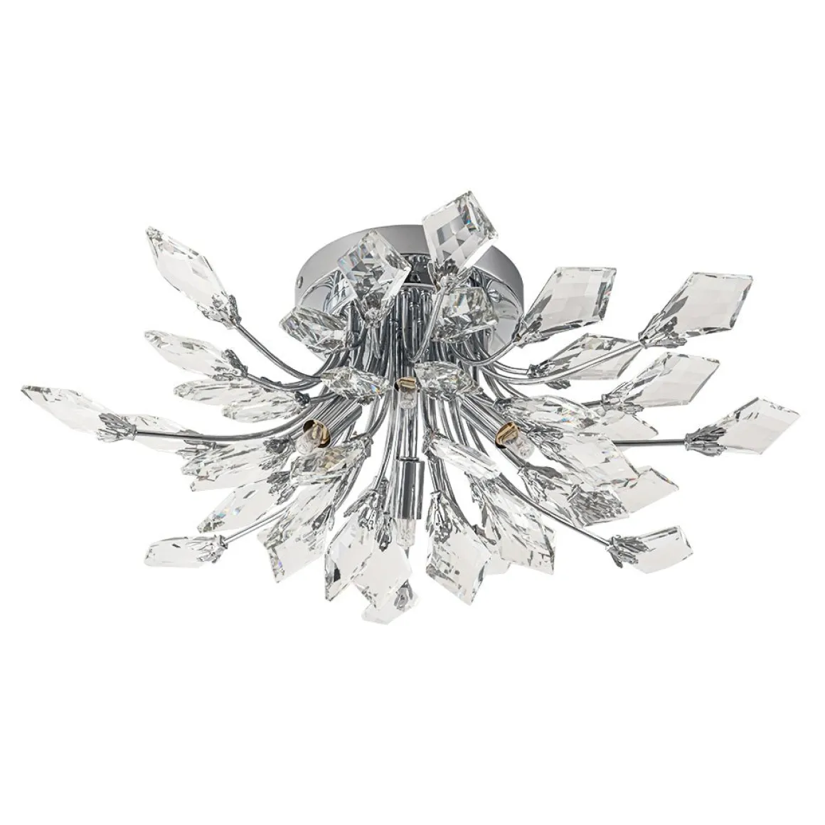 4-Light Bloom Crystal Leaf Semi Flush Mount Light