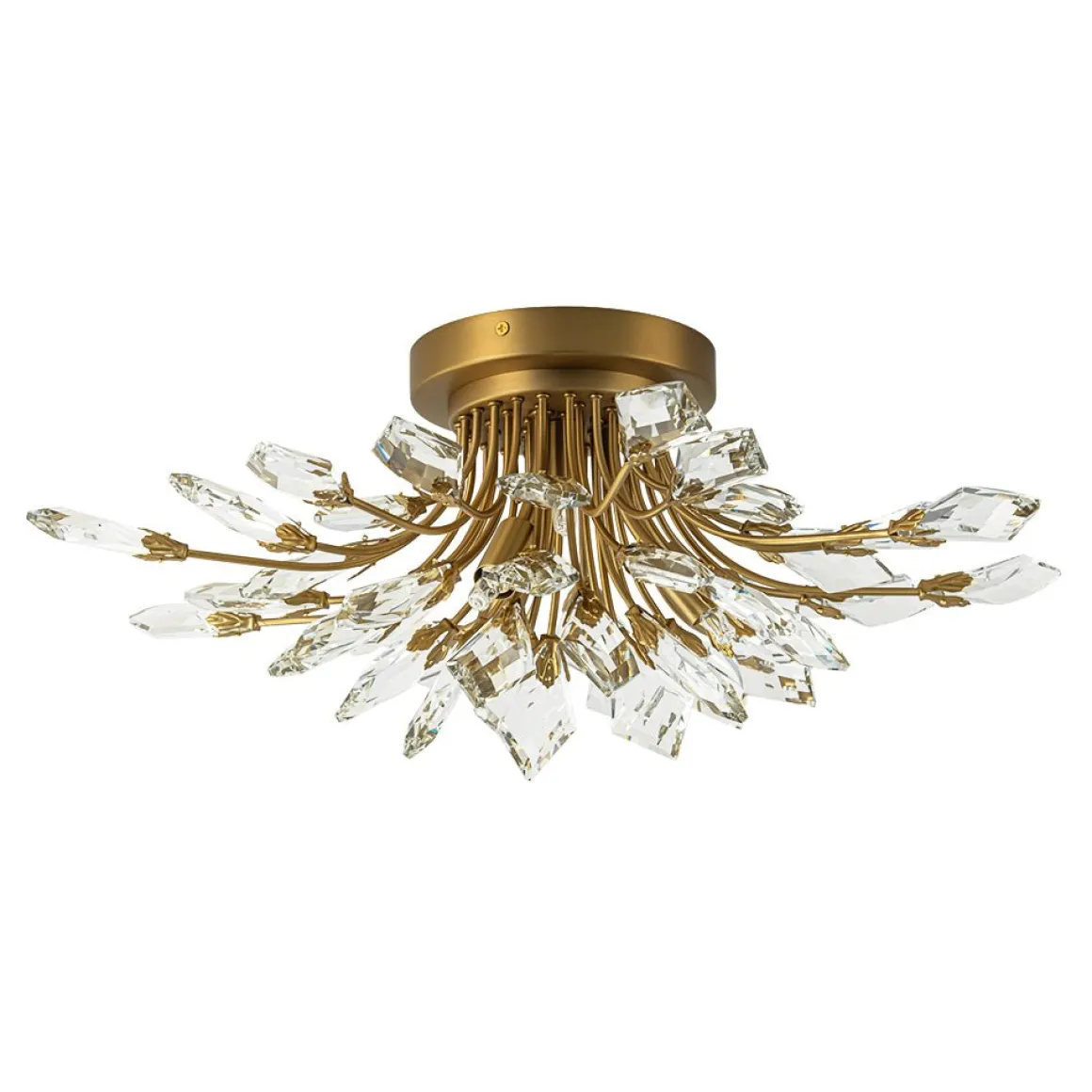 4-Light Bloom Crystal Leaf Semi Flush Mount Light