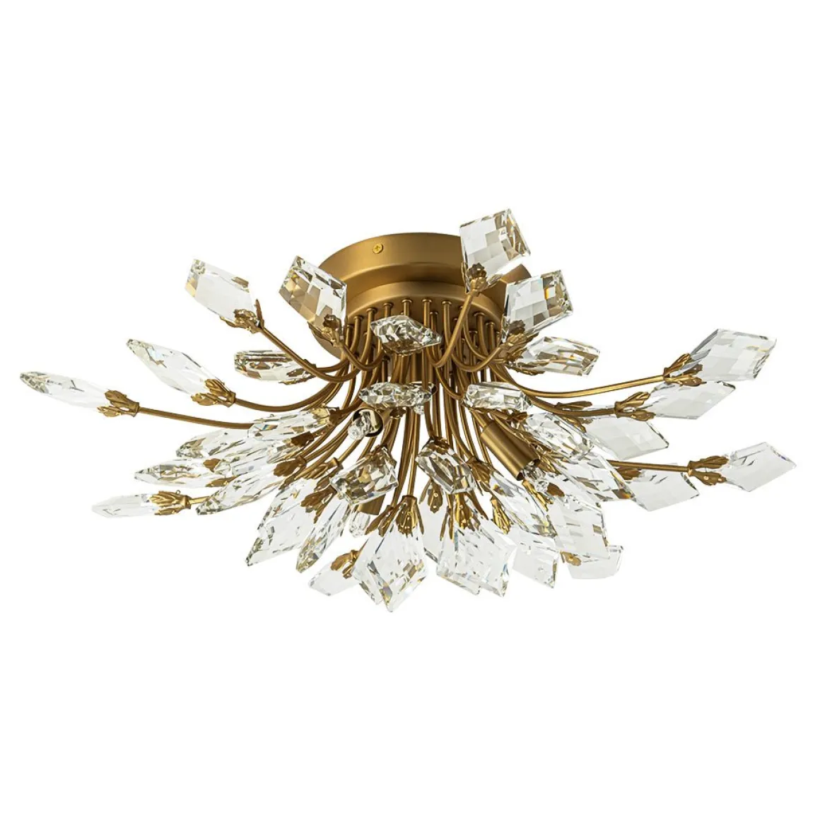 4-Light Bloom Crystal Leaf Semi Flush Mount Light