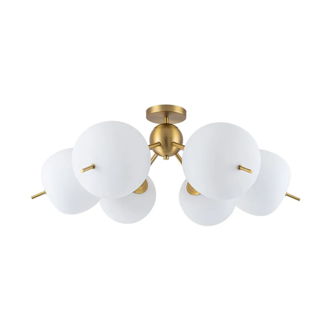 6-Light Bloom Opal Glass Globe Round Sputnik Semi Flush Mount
