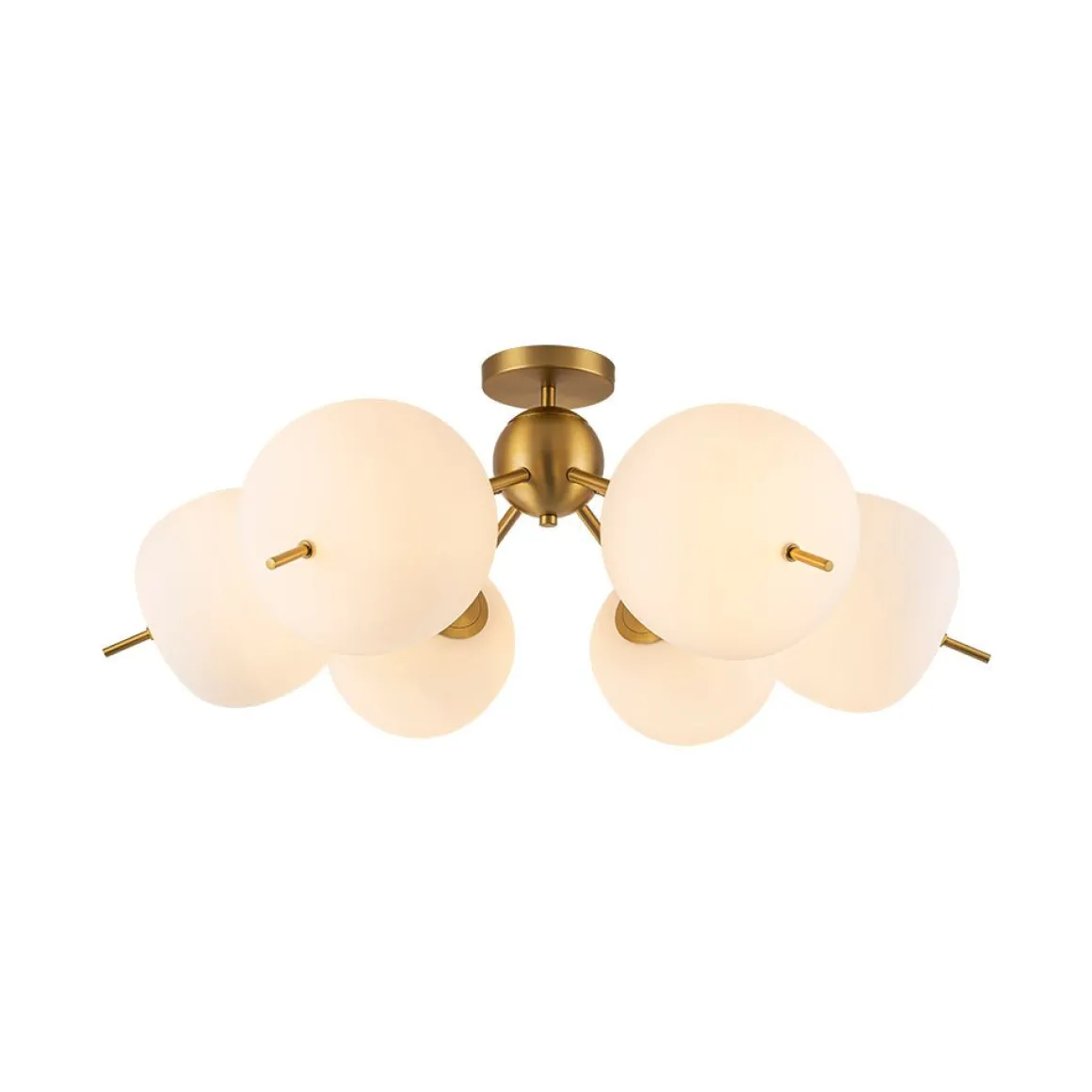 6-Light Bloom Opal Glass Globe Round Sputnik Semi Flush Mount