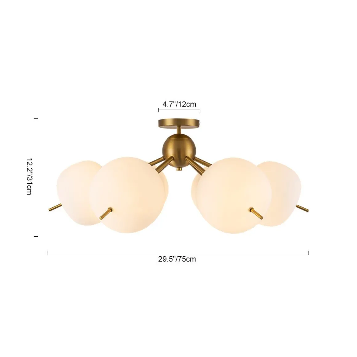 6-Light Bloom Opal Glass Globe Round Sputnik Semi Flush Mount