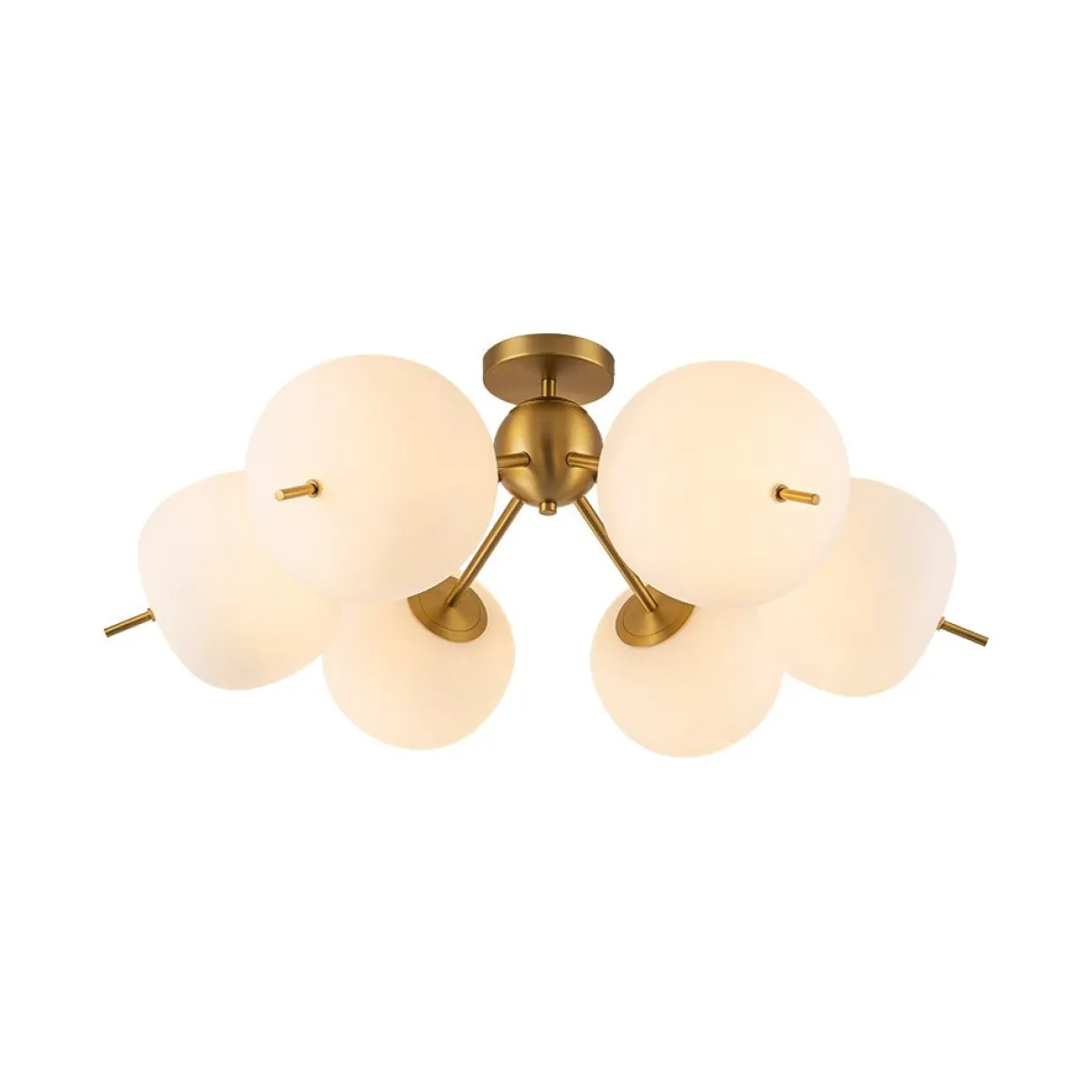 6-Light Bloom Opal Glass Globe Round Sputnik Semi Flush Mount