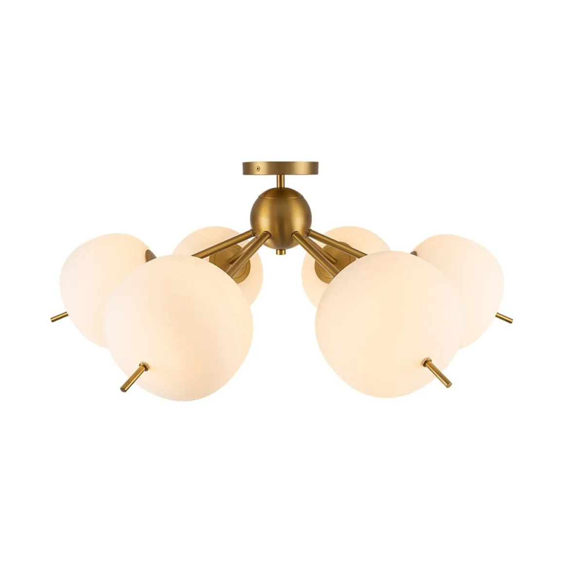 6-Light Bloom Opal Glass Globe Round Sputnik Semi Flush Mount