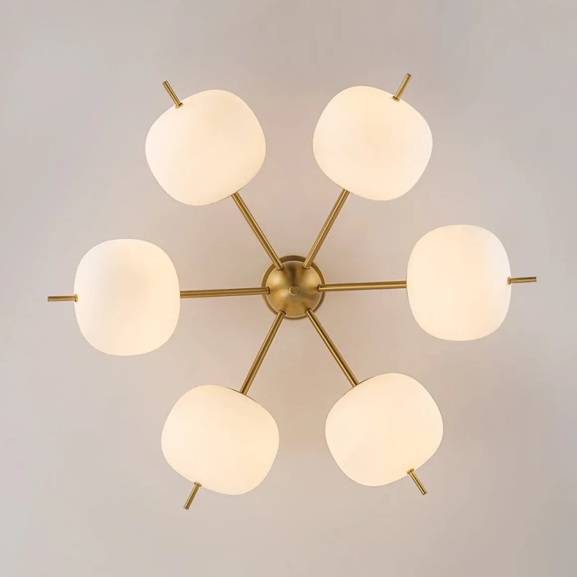 6-Light Bloom Opal Glass Globe Round Sputnik Semi Flush Mount