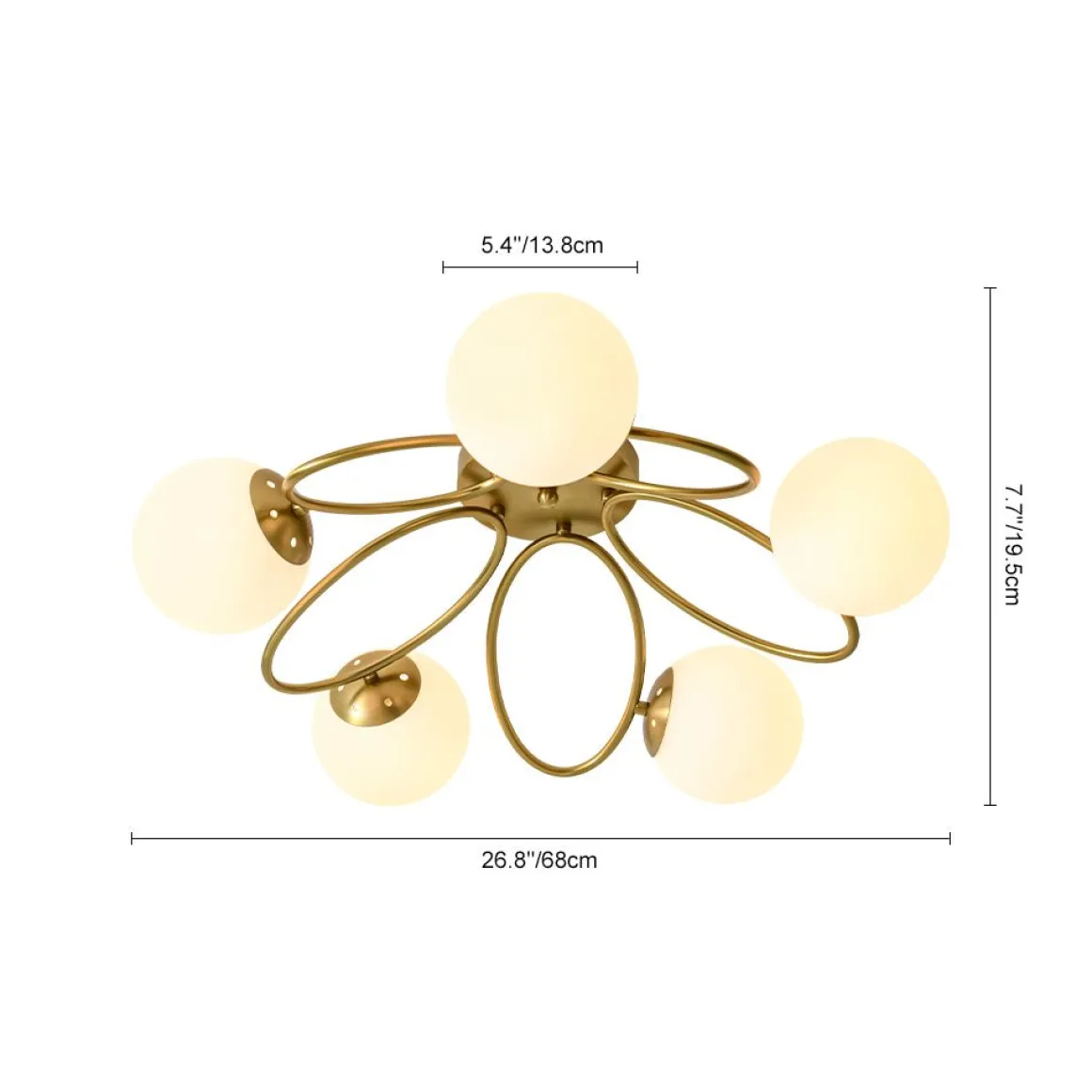 5-Light Bloom Ring Opal Glass Globe Semi Flush Mount