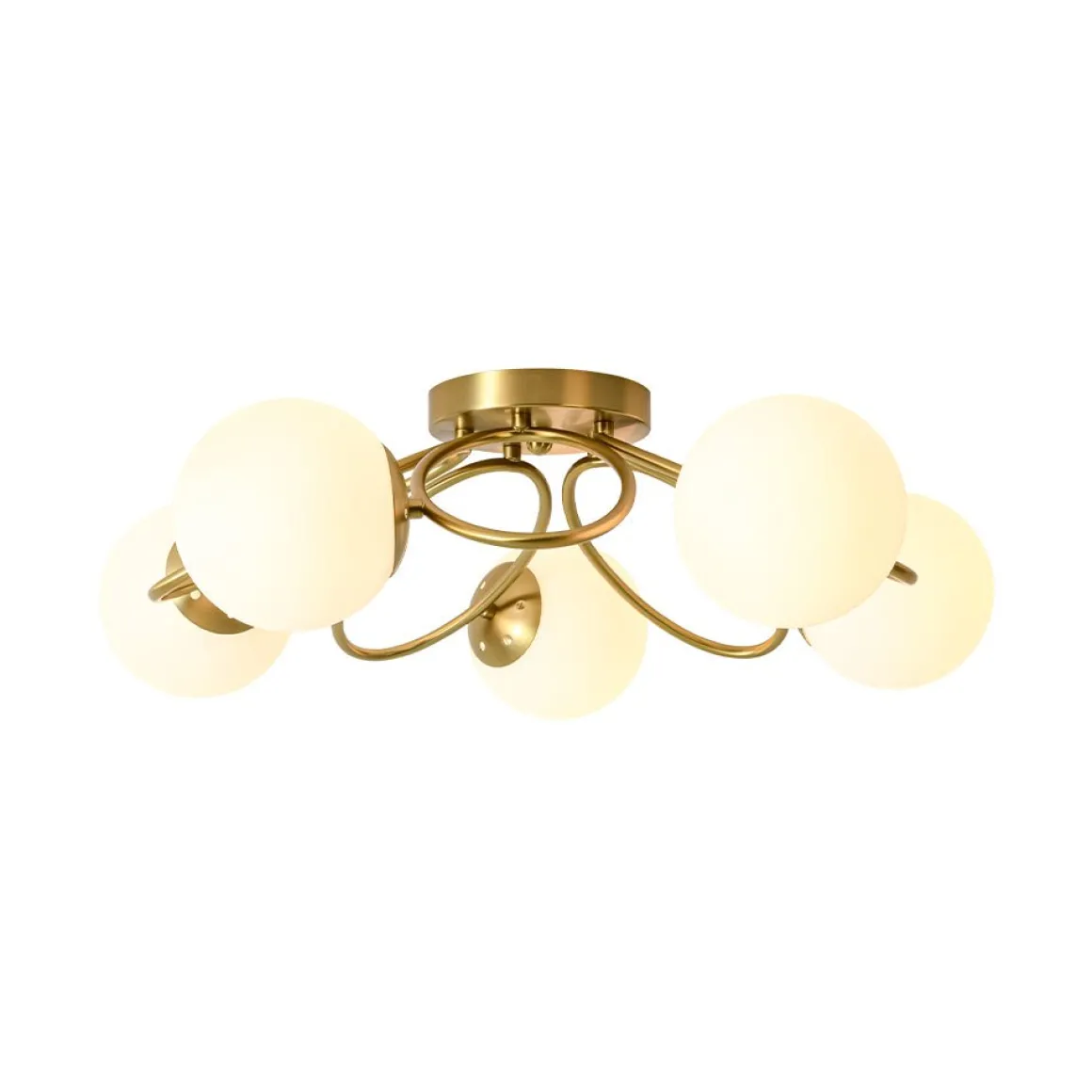 5-Light Bloom Ring Opal Glass Globe Semi Flush Mount