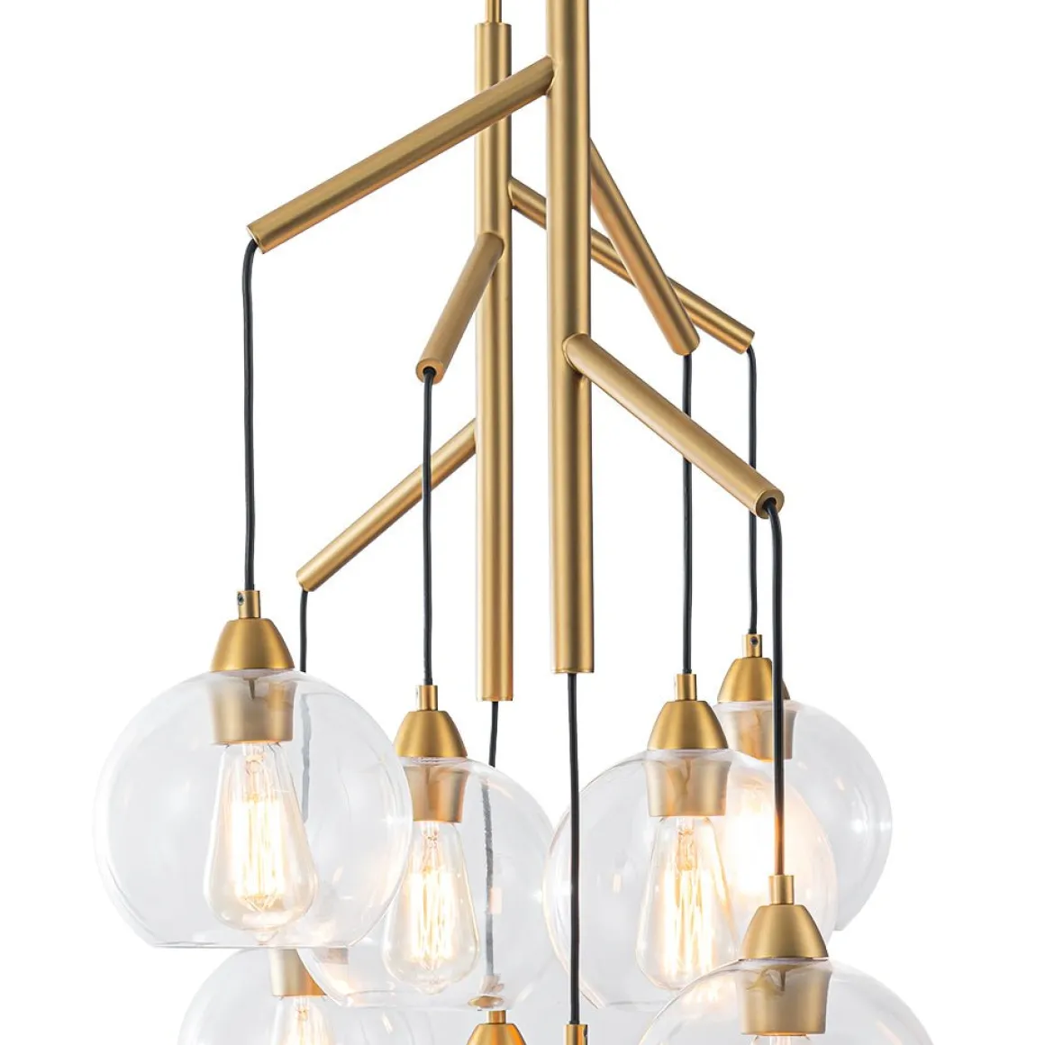 8-Light Branch Draped Glass Bubble Island Double Chandelier