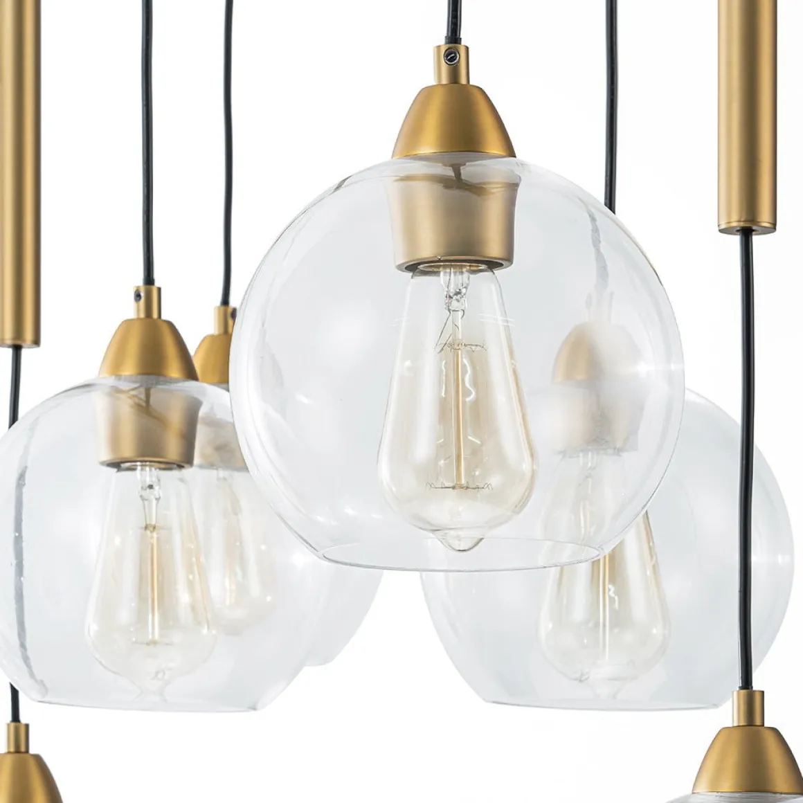 8-Light Branch Draped Glass Bubble Island Double Chandelier