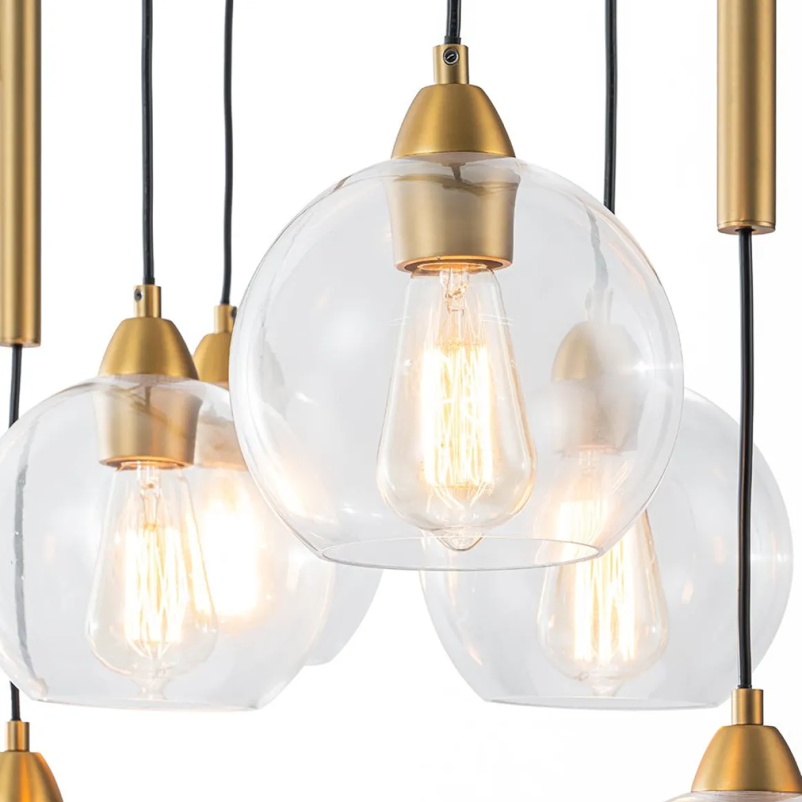 8-Light Branch Draped Glass Bubble Island Double Chandelier