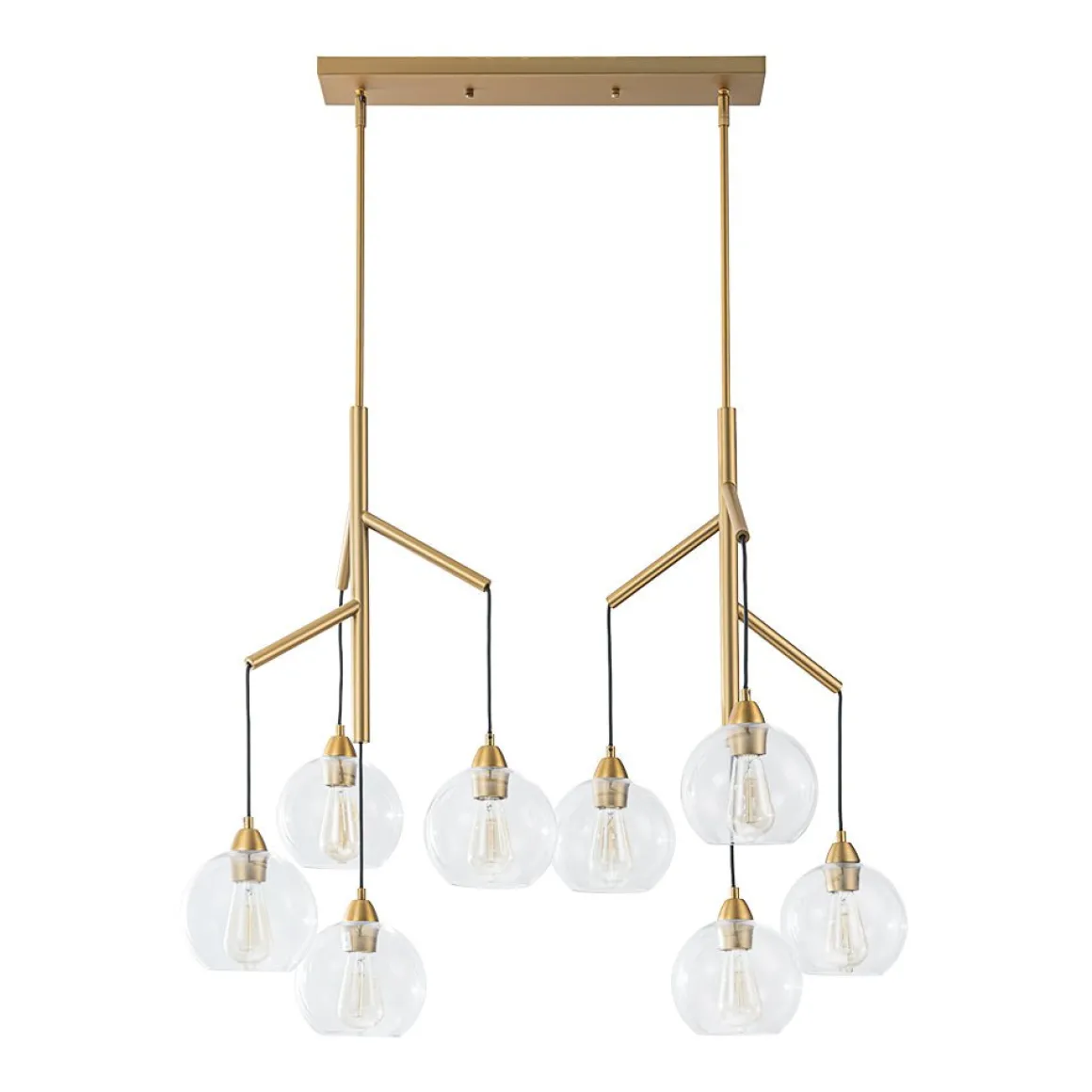 8-Light Branch Draped Glass Bubble Island Double Chandelier