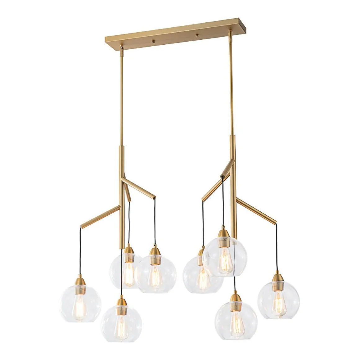 8-Light Branch Draped Glass Bubble Island Double Chandelier