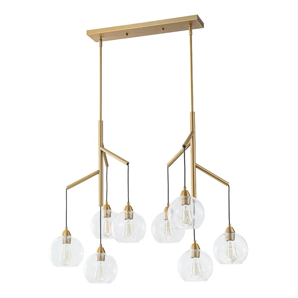 8-Light Branch Draped Glass Bubble Island Double Chandelier