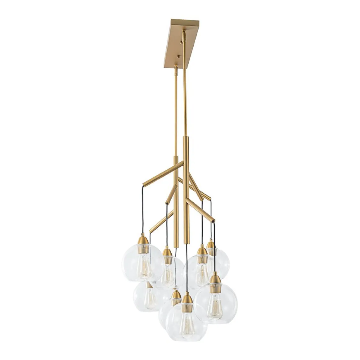 8-Light Branch Draped Glass Bubble Island Double Chandelier