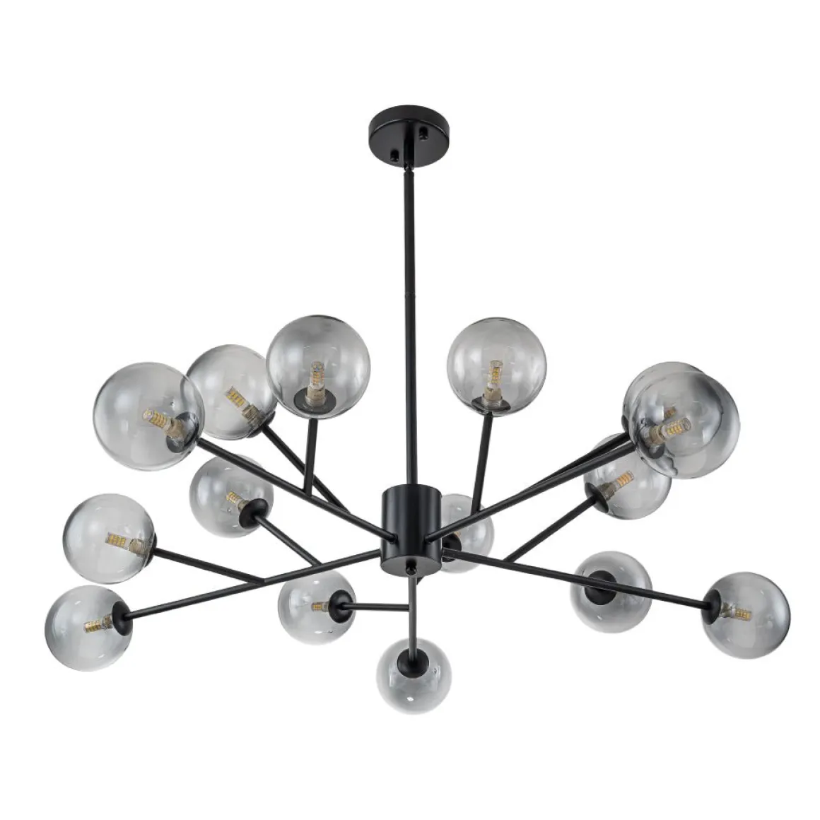 15-Light Branch Smoked Glass Globe Bubble Chandelier