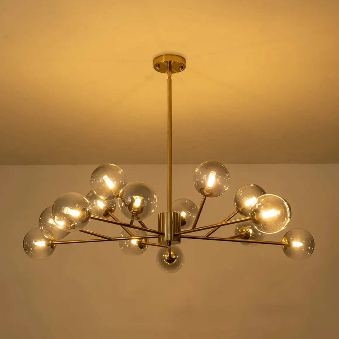 15-Light Branch Smoked Glass Globe Bubble Chandelier