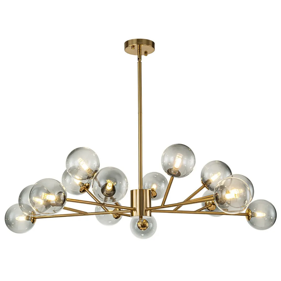 15-Light Branch Smoked Glass Globe Bubble Chandelier