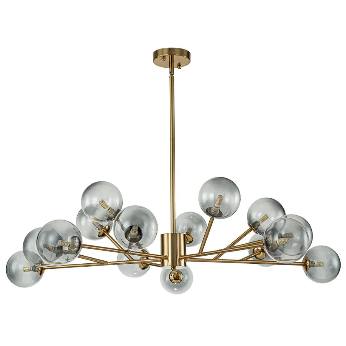15-Light Branch Smoked Glass Globe Bubble Chandelier